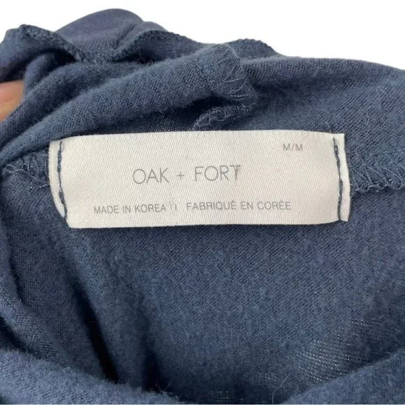 OAK + FORT Blue Lettuce Trim Crop Turtleneck Top Size M - Picture 4 of 5